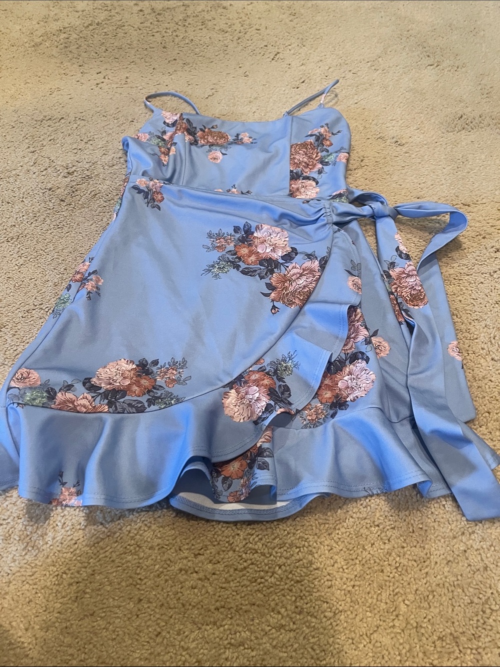 Lucy in the Sky Blue Floral Wrap Cami Dress